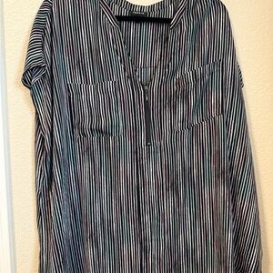 Torrid Black and White Striped Top